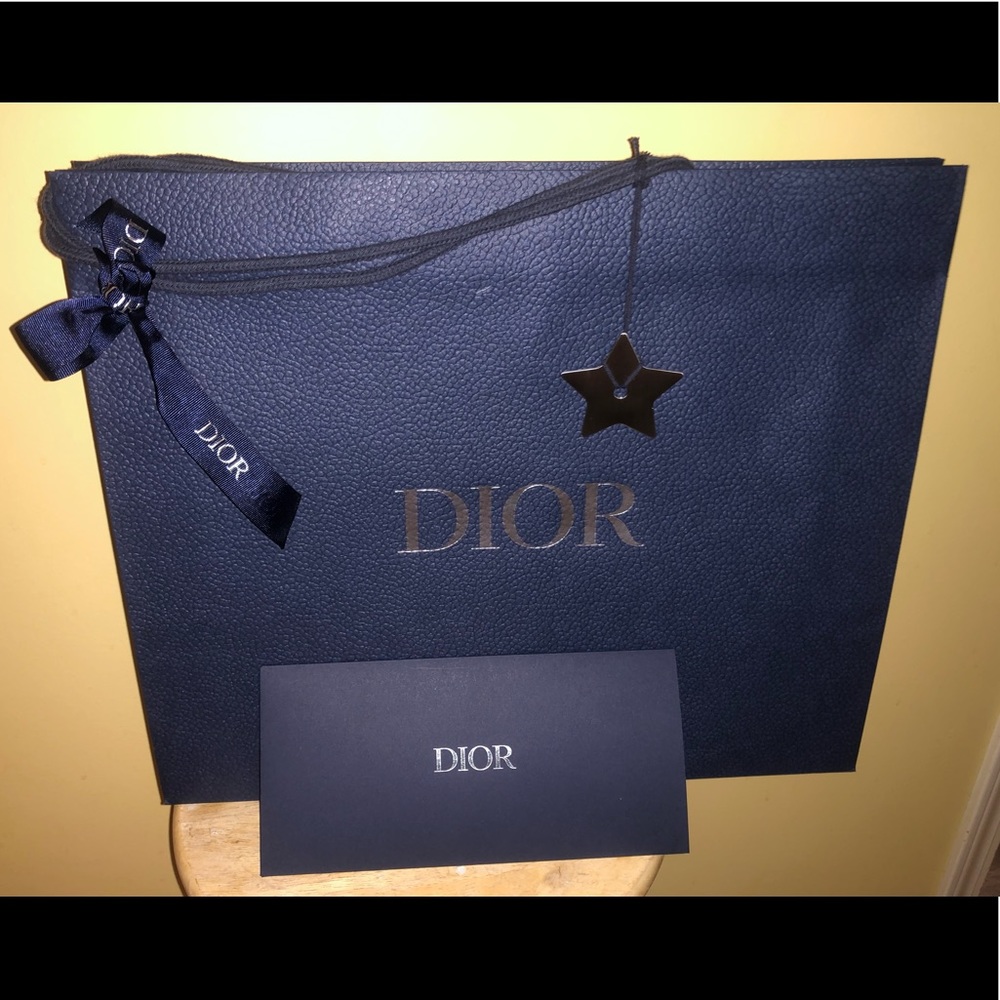 Dior medium size shopping bag with ribbon, Dior star and receipt holder